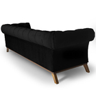 Sofá Império Com Capitone 03 Lugares 210 Cm Suede Preto