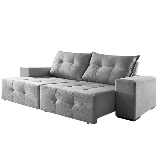 Sofá Isis 4 Lugares Retrátil Reclinável 2.50m Suede Mundial E