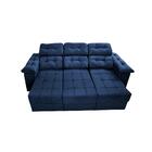 Sofa Itália 2,00 Mts Retrátil E Reclinavel Tecido Suede Azul