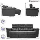 Sofa Itália 2,80 Mts Retrátil E Reclinavel Tecido Suede Cinza