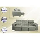 Sofá Itália 225cm Retrátil Reclinável Suede Cinza - Ws