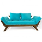 Sofá Japão Futon Azul Tiffany Madeira Maciça Imbuia