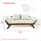 Sofá Japão Futon Bege Em Madeira Maciça