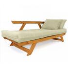 Sofá Japão Futon Bege Em Madeira Maciça Cor Mel
