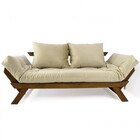 Sofá Japão Futon Bege Em Madeira Maciça Imbuia