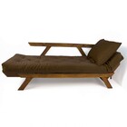 Sofá Japão Futon Suede Marrom Em Madeira Maciça Imbuia