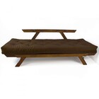 Sofá Japão Futon Suede Marrom Em Madeira Maciça Imbuia