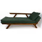 Sofá Japão Futon Verde Militar Em Madeira Maciça Imbuia