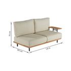 Sofá para Jardim 2 Lugares 75x160x90cm Madeira Teca e Alumínio Preto Calisto Naterial