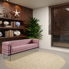 Sofá Jeanneret-gris 2 Lugares Base De Aço Preto Veludo Rosa G