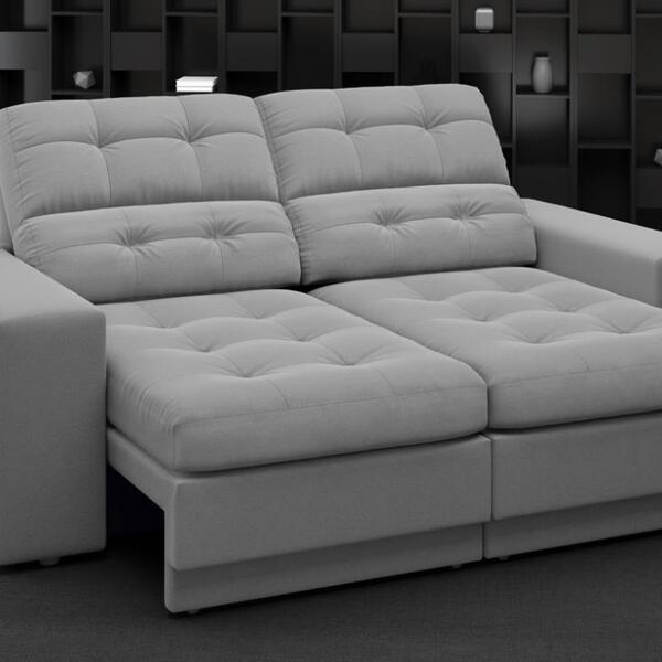 Sofá Jobim 1,70m Assento Retrátil E Reclinável Velosuede Graf