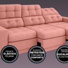 Sofá Jobim 2,30m Assento Retrátil E Reclinável Velosuede Rose