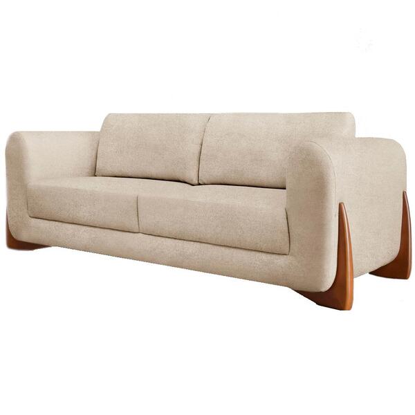 Sofa Jolie 2 Lugares 160cm Pes Boomerang Linho Boucle Ezz