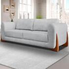 Sofa Jolie 3 Lugares 230cm Pes Boomerang Linho Boucle Ezz