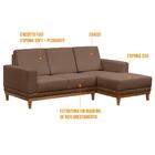 Sofá Kayrós 200cm 3 Lugares Com Chaise D05 Suede Marrom
