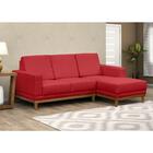Sofá Kayrós 200cm 3 Lugares Com Chaise D05 Suede Vermelho