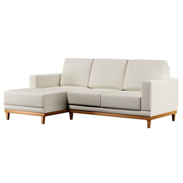 Sofá Kayrós 200cm 3 Lugares Com Chaise Direito D05 Linho Cru