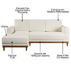 Sofá Kayrós 200cm 3 Lugares Com Chaise Direito D05 Linho Cru