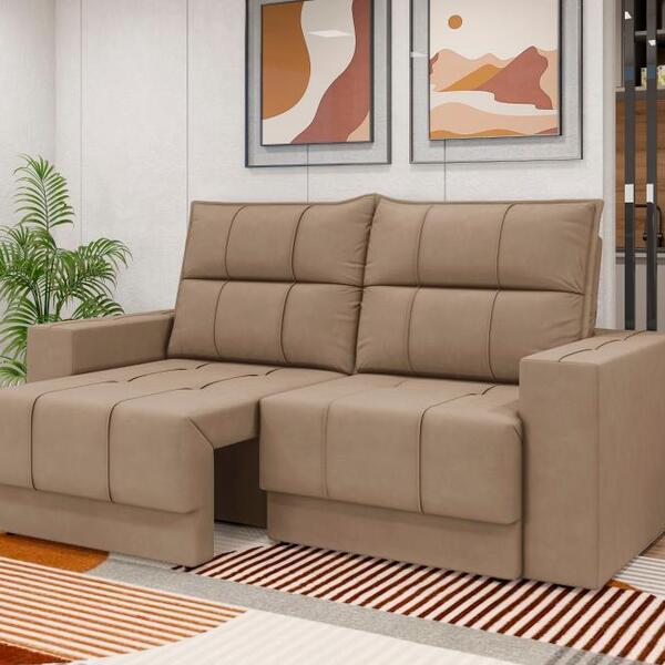 Sofá Kazan Premium 1,85m Assento Retrátil/reclinável Suede Ca