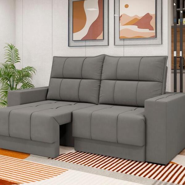 Sofá Kazan Premium 1,85m Assento Retrátil/reclinável Suede Ci