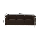 Sofa Le Corbusier 3 Lugares Cromado Em Couro Natural Marrom
