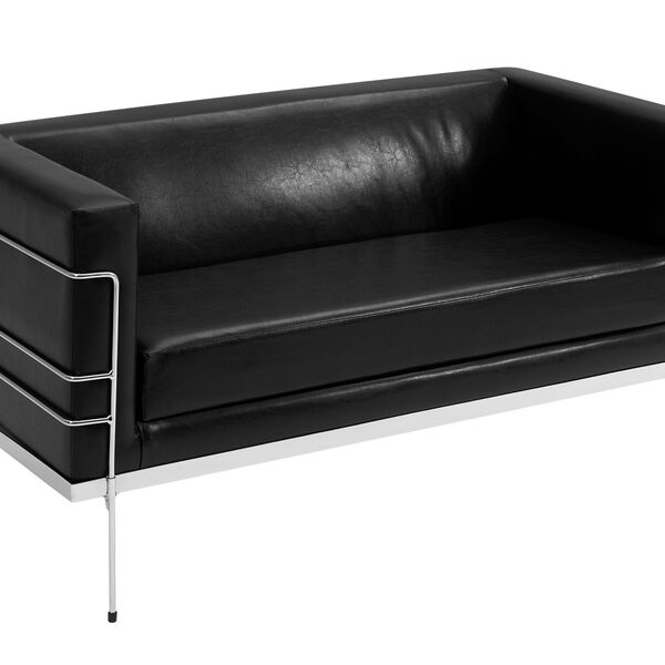 Sofá Le Corbusier Couríssimo Preto Base Aço Cromado - Ooca Mó