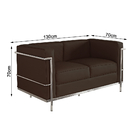 Sofa Le Corbusier De 2 Lugares Inox Sintético Marrom