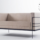 Sofá Le Corbusier Nobuk Bege Base Aço Preto - Ooca Móveis