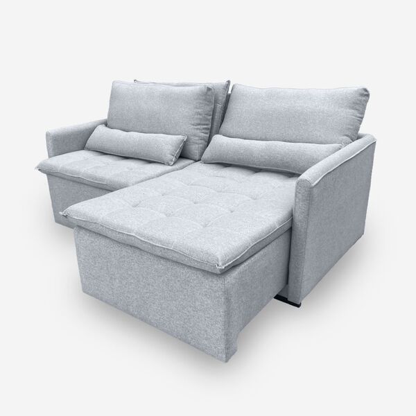 Sofá Líbano 4 Lugares 1,96 Metros Veludo - 26 Prata