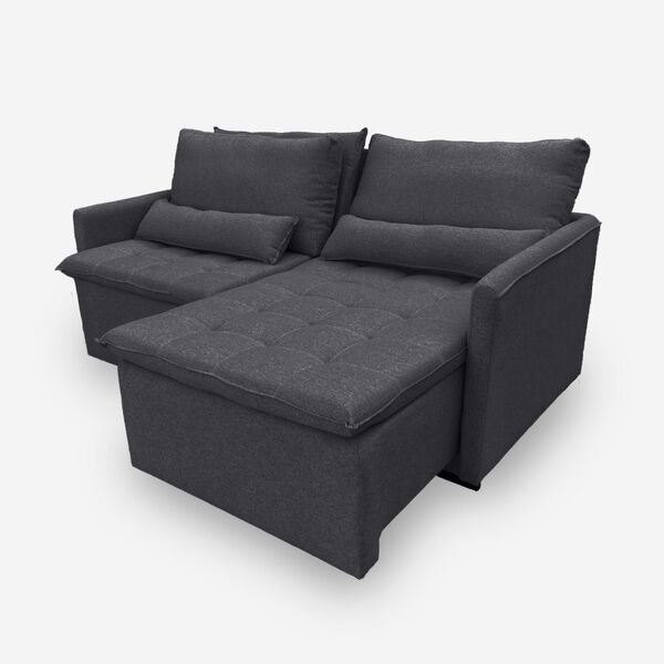 Sofá Líbano 4 Lugares 2,16 Metros Veludo - 10 Cinza Grafite