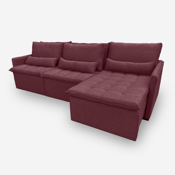 Sofá Líbano 5 Lugares 2,26 Metros Veludo - 22 Bordo