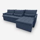 Sofá Líbano 5 Lugares 2,26 Metros Veludo - 24 Azul Marinho