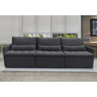 Sofá Líbano 6 Lugares 2,56 Metros Veludo - 10 Cinza Grafite