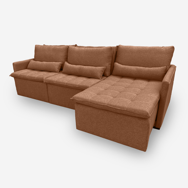 Sofá Líbano 6 Lugares 2,86 Metros Veludo - 20 Terracota