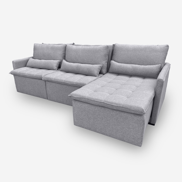 Sofá Líbano 8 Lugares 3,46 Metros Linho - 05 Cinza