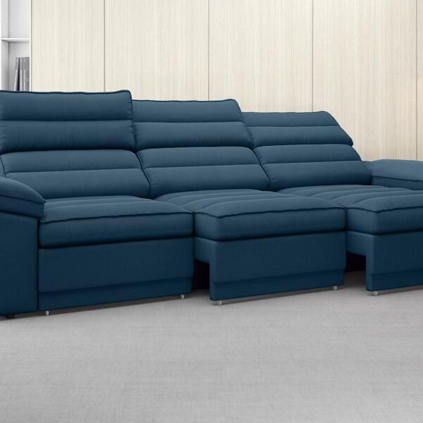 Sofá Lincoln 2,05m Assento Retrátil E Reclinável Velosuede Pe