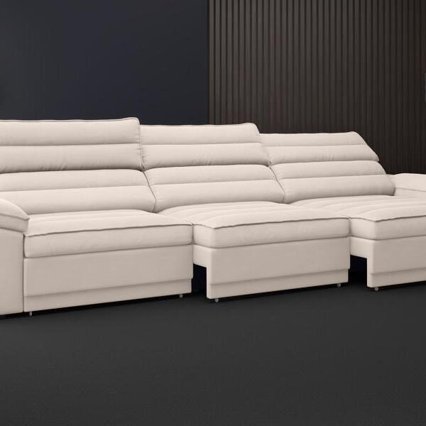 Sofá Lincoln 2,30m Assento Retrátil E Reclinável Velosuede Ar