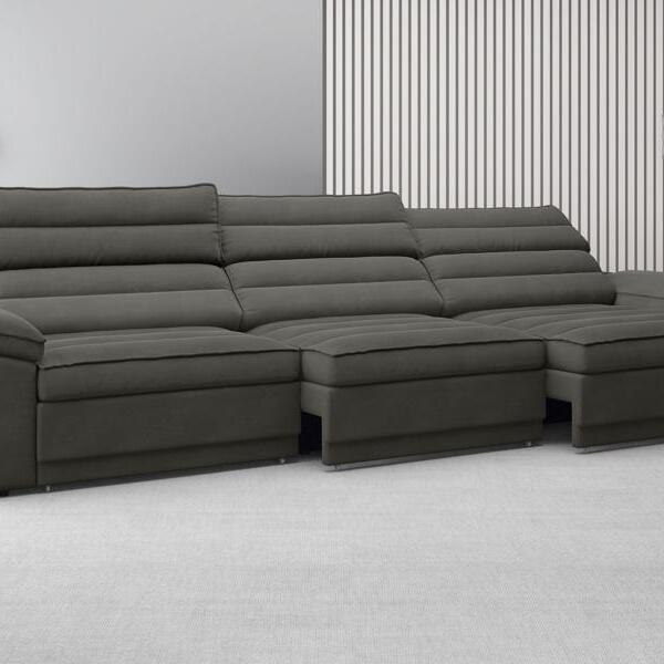 Sofá Lincoln 2,30m Assento Retrátil E Reclinável Velosuede Ci