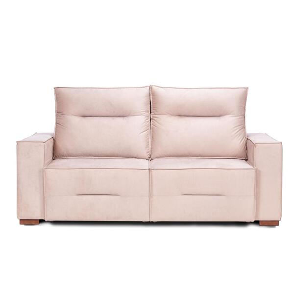 Sofá Linhares Reclinável Com Tecido Poliéster 190 Cm - Nude