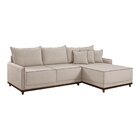 Sofá Linho 3 Lugares 264cm Com Chaise Lado Direito Barra Cru/