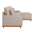 Sofá Linho 3 Lugares 264cm Com Chaise Lado Direito Barra Cru/