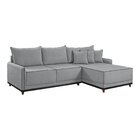 Sofá Linho 3 Lugares 264cm Com Chaise Lado Direito E Kit Usb