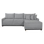 Sofá Linho 3 Lugares 264cm Com Chaise Lado Direito E Kit Usb