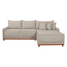 Sofá Linho 3 Lugares 264cm Com Chaise Lado Direito E Kit Usb