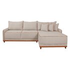 Sofá Linho 3 Lugares 264cm Com Chaise Lado Direito E Kit Usb