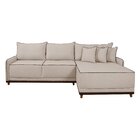 Sofá Linho 3 Lugares 264cm Com Chaise Lado Direito E Kit Usb