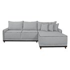 Sofá Linho 3 Lugares 264cm Com Chaise Lado Direito E Kit Usb