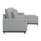 Sofá Linho 3 Lugares 264cm Com Chaise Lado Direito E Kit Usb