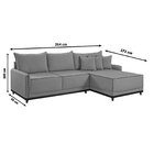 Sofá Linho 3 Lugares 264cm Com Chaise Lado Esquerdo Barra Gel