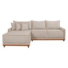 Sofá Linho 3 Lugares 264cm Com Chaise Lado Esquerdo E Kit Usb